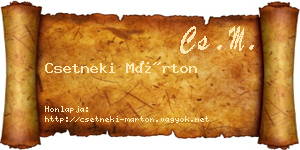 Csetneki Márton névjegykártya